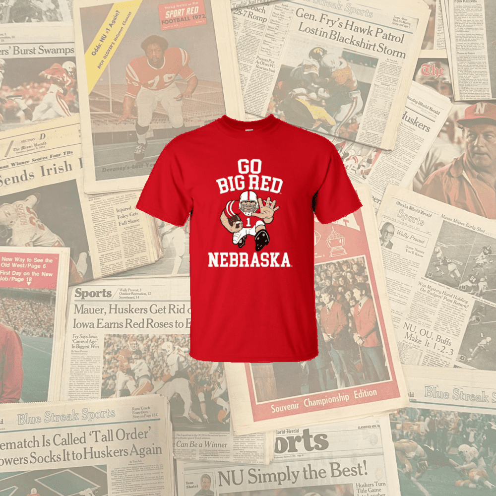 The Stiff Arm Guy Nebraska Football T-Shirt in red