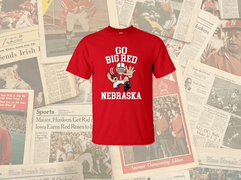 The Stiff Arm Guy Nebraska Football T-Shirt in red